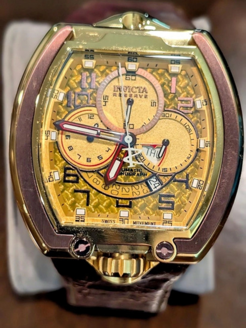 Invicta Mammoth Reserve Chronograph Watch Brown & Gold